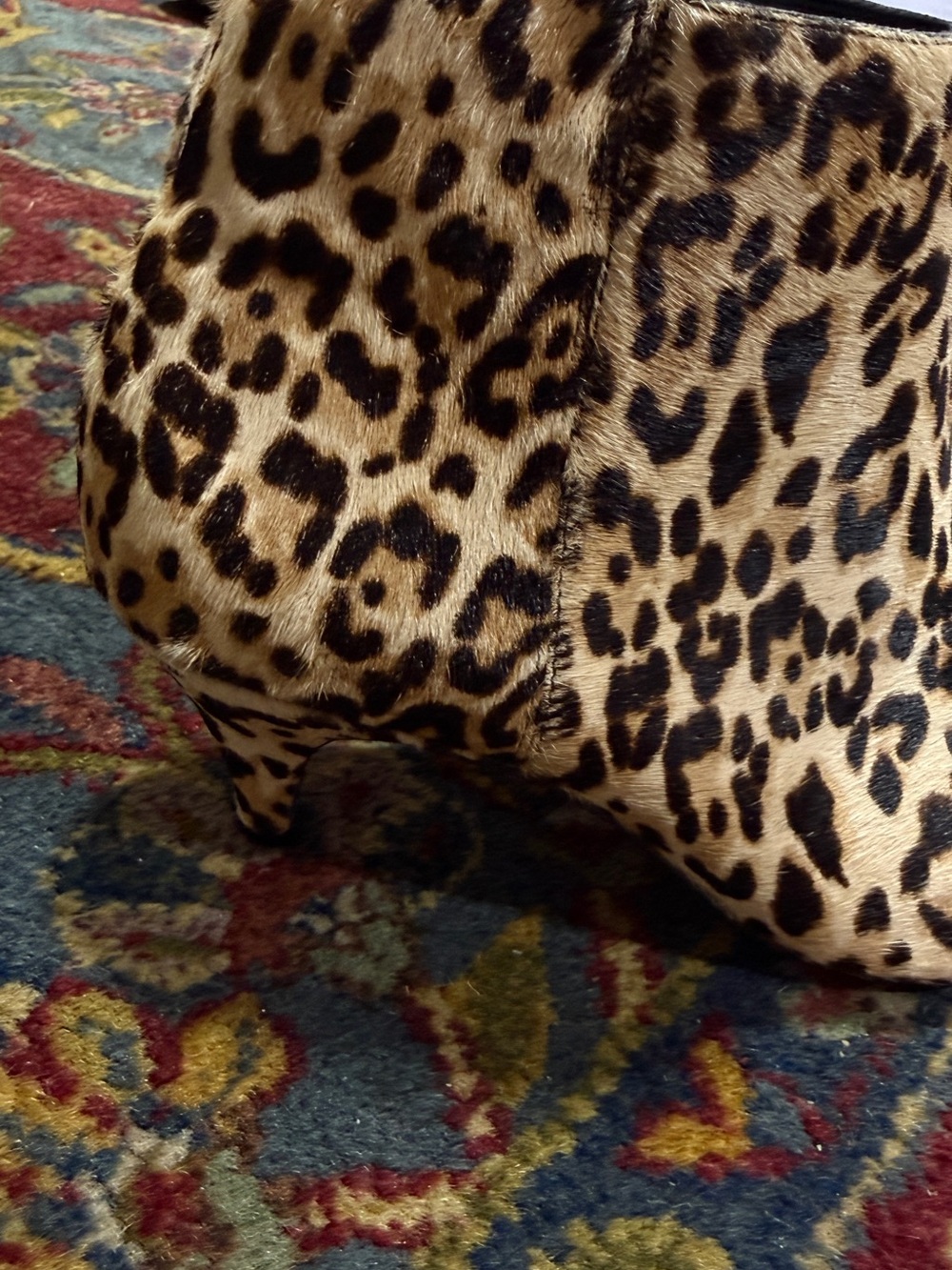 Sam Edelman Leopard Print Pointed Ankle Booties - Black & Tan - Picture 7 of 9